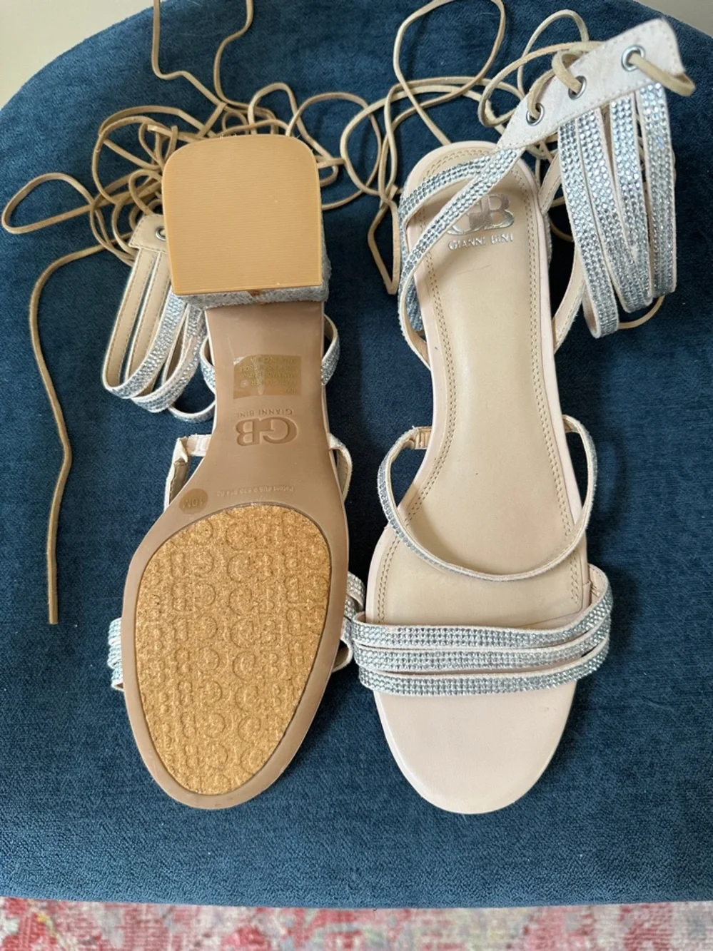 Gianna Bini Rhinestone Lace-up Sandles Sz 10M